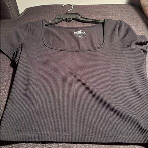 Hollister Black Ribbed Square neck tee